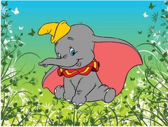 Fototapet Baby Elephant Dumbo în flori