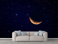 Луна на фоне звезд и камет, космос