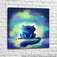 Синий кот на разноцветном фоне