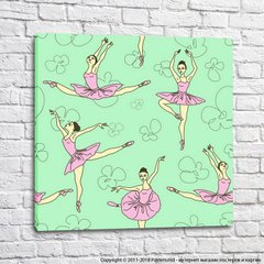 Балерины в розовых плятьях на зеленом фоне