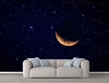 Луна на фоне звезд и камет, космос