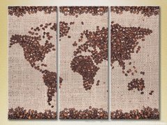 Триптих Карта мира из кофе