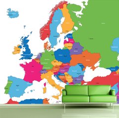 Красочная карта Европы со странами и столицами