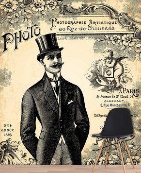Poster retro al unui studio foto cu un bărbat &icirc;n frac