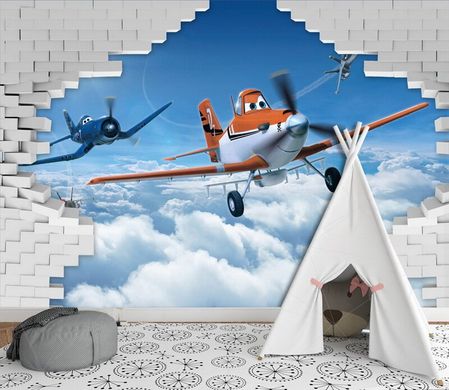 Dusty Polypole și Skipper pe fundalul unui perete 3D de cărămidă
