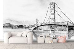 Podul Golden Gate în stil alb-negru, creion
