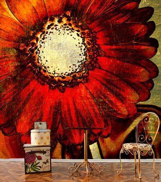 Floare uriașă de gerbera roșie &icirc;n stil vintage