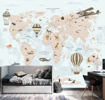 Harta lumii cu animale și obiecte zburătoare