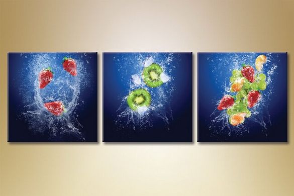 Триптих, фрукты в воде
