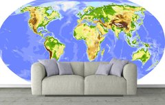 Harta fizica a lumii sub forma unui glob alungit
