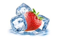 Fototapet 3D căpșuni în cuburi de gheață