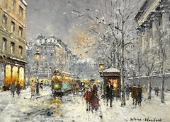 Boulevard des Capucines sub zăpadă (Boulevard Capucines sous la neige, Paris)