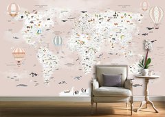 Карта мира для девочек в кремовых оттенках, на русском языке