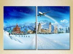 Диптих Памятники мировой архитектуры на зимнем фоне