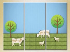 Триптих Коровы на пастбище