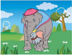 Fototapet Baby Elephant Dumbo cu mama