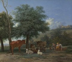 Animale de fermă cu băiat și păstoriță