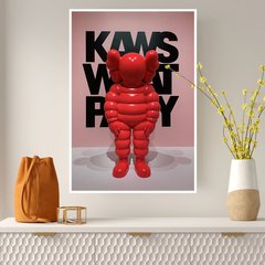 Портрет фигуры художника Kaws на розовом фоне