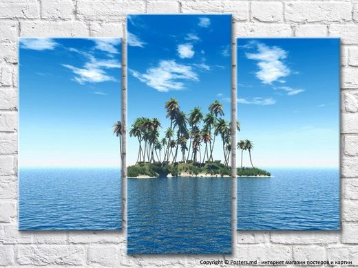 Insulă mică cu palmieri în mare