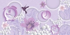 Фотообои 3D лилии на фиолетовом фоне