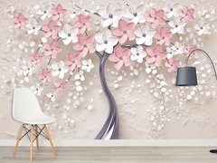 3Д дерево с розовыми лепестками