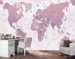 Политическая карта мира в лиловых цветах