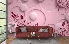 Розовые узоры и шары на розовом фоне,3D Абстракция