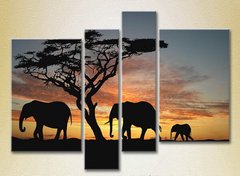 Полиптих Слоны, закат в Африке