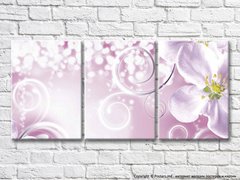 Белый цветок и завитки на розовом фоне