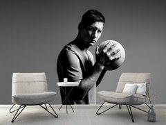 Fotbalistul Messi cu minge în stil alb-negru, sport
