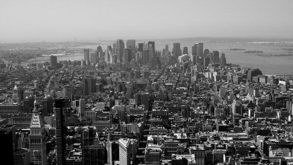 Fototapet Vedere a orașului New York, alb-negru