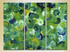 Триптих Абстракция зелено-синяя