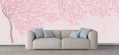 Дерево цветущей сакуры на розовом фоне