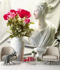 Бюст женщины и ваза с розами