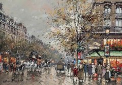 Кафе Де ла Пэ, бульвар Капуцинок, Париж в 1900 году (Le Cafe de la Paix, Boulevard des Capucines, Paris, 1900)