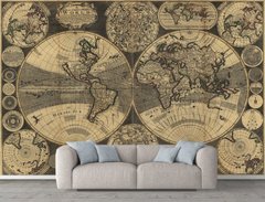Старая карта мира 17 век, винтаж