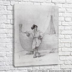 Italian pe o barcă cu pânze. 1840