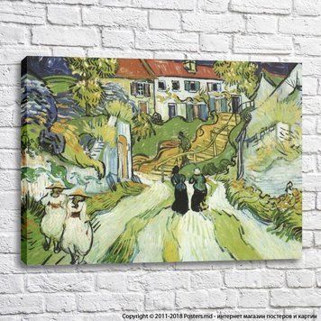 Деревенская улица и лестница с фигурами в Овере