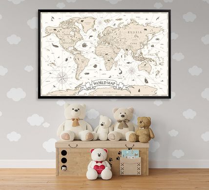 Детская карта мира на английском, винтаж