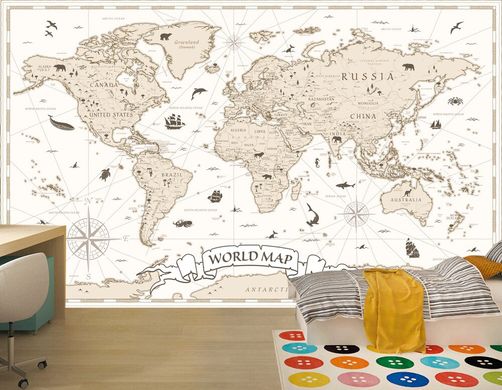 Карта мира на винтажном бежевом фоне