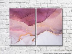 Розовая мраморная абстракция с золотой крошкой, диптих