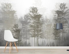 Светло коричневый лес в тумане