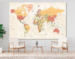 Harta politica a lumii, limba Engleza, bej
