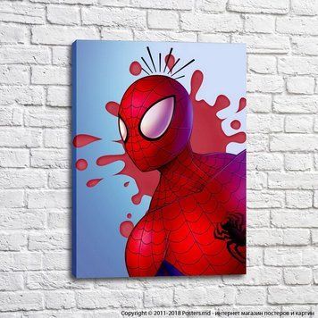 Spider-Man pe un fundal albastru, grafică