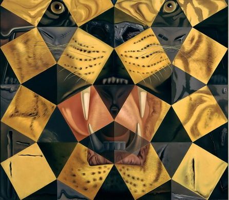 50 Abstract Paintings which Seen from Two Meters Change into Three Lenins Disguised as Chinese and Seen from Six Meters Appear as the Head of a Royal Tiger