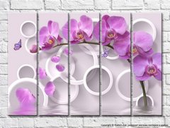 Фиолетовая ветка орхидеи на фоне кругов