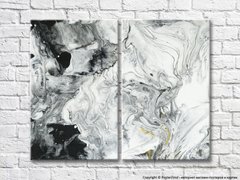 Черно белая абстракция из мраморной текстуры, диптих