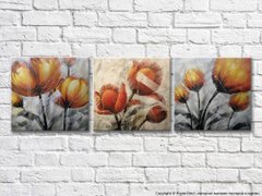 Триптих с оранжевыми тюльпанами картины маслом