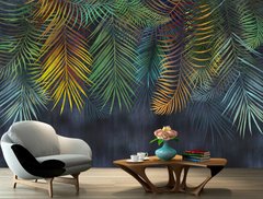 Ramuri de palmier multicolore pe un fundal întunecat
