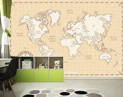 Карта мира с белыми континентами на бежевом фоне
